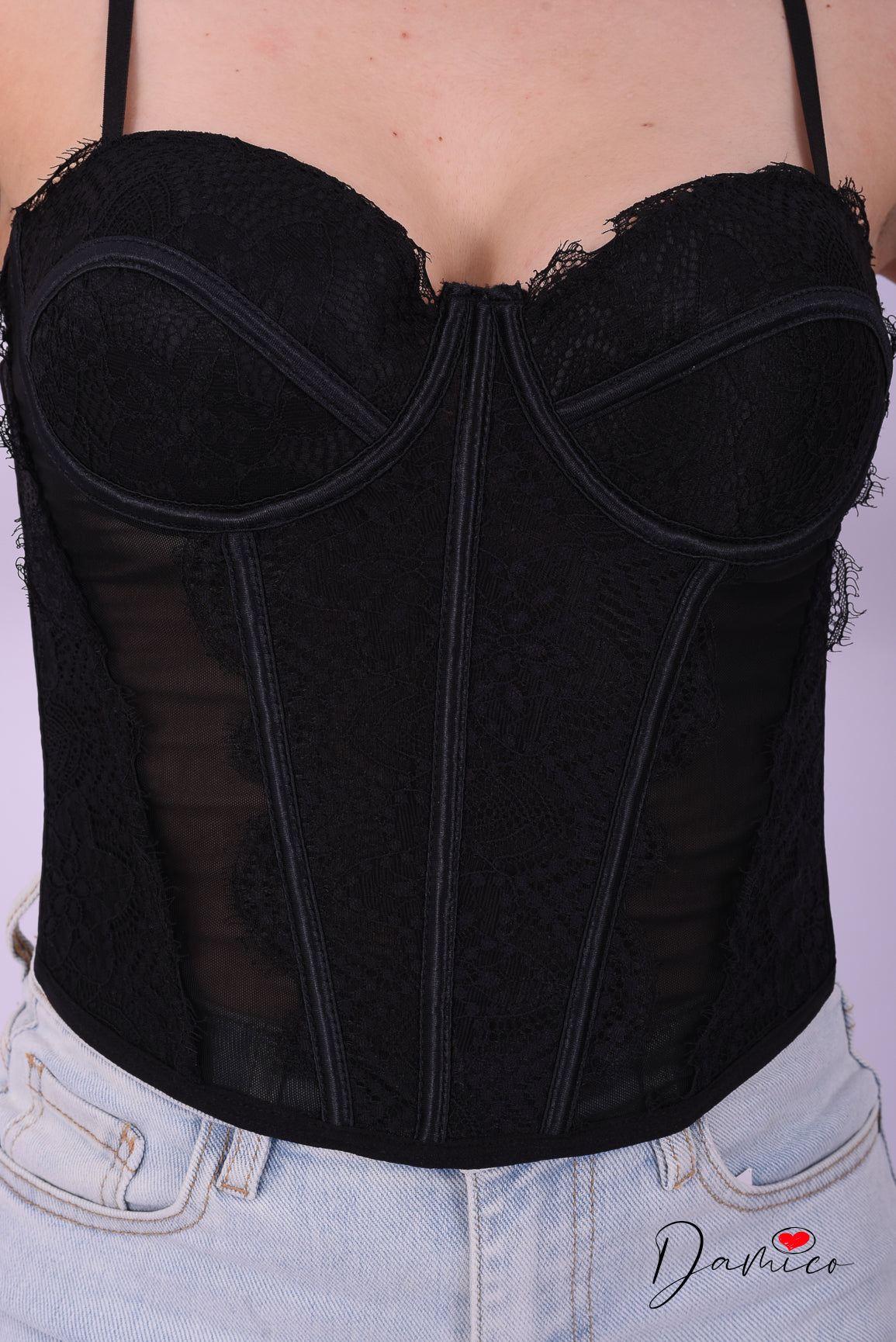 Corsetto semitrasparenze in pizzo