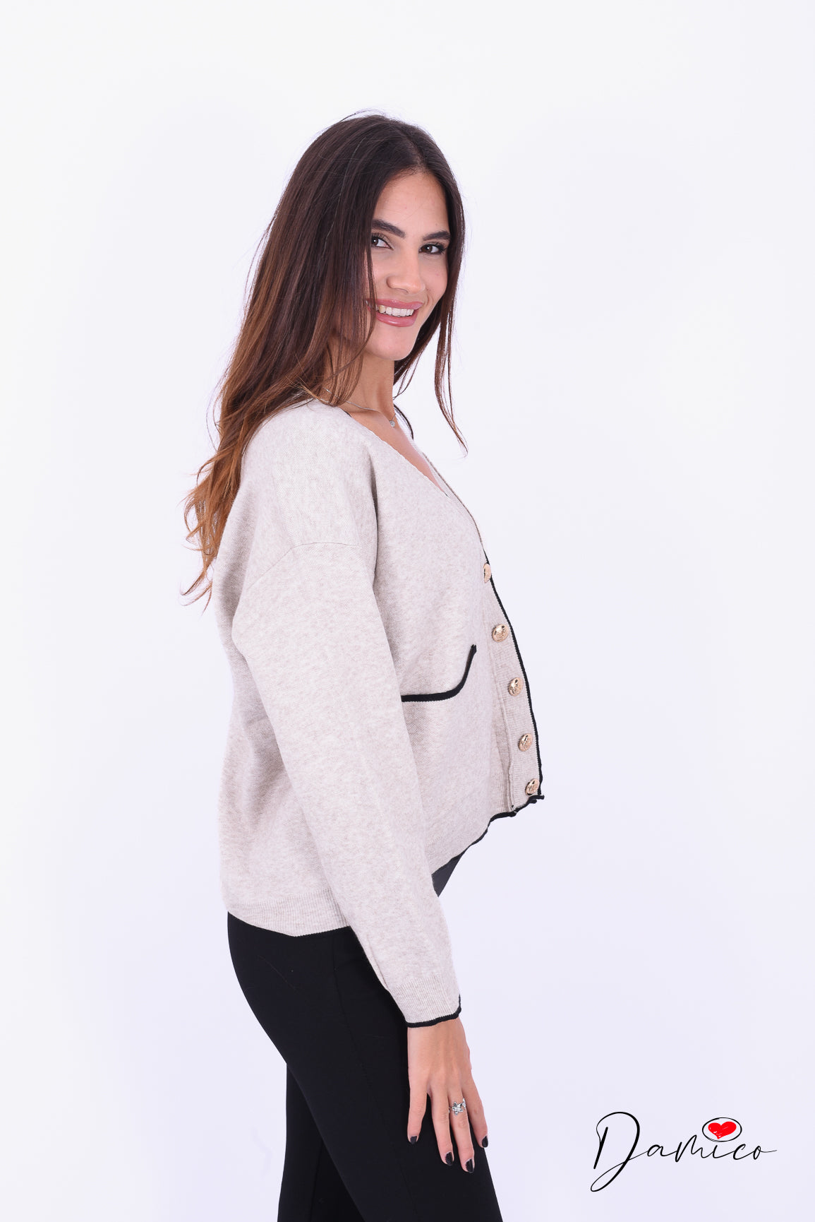 Cardigan bottoni oro
