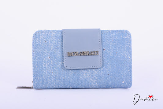 Portafoglio simil denim strass B&A