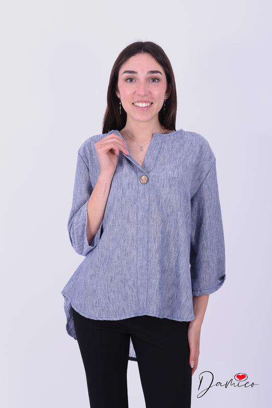 Blusa a V con bottone