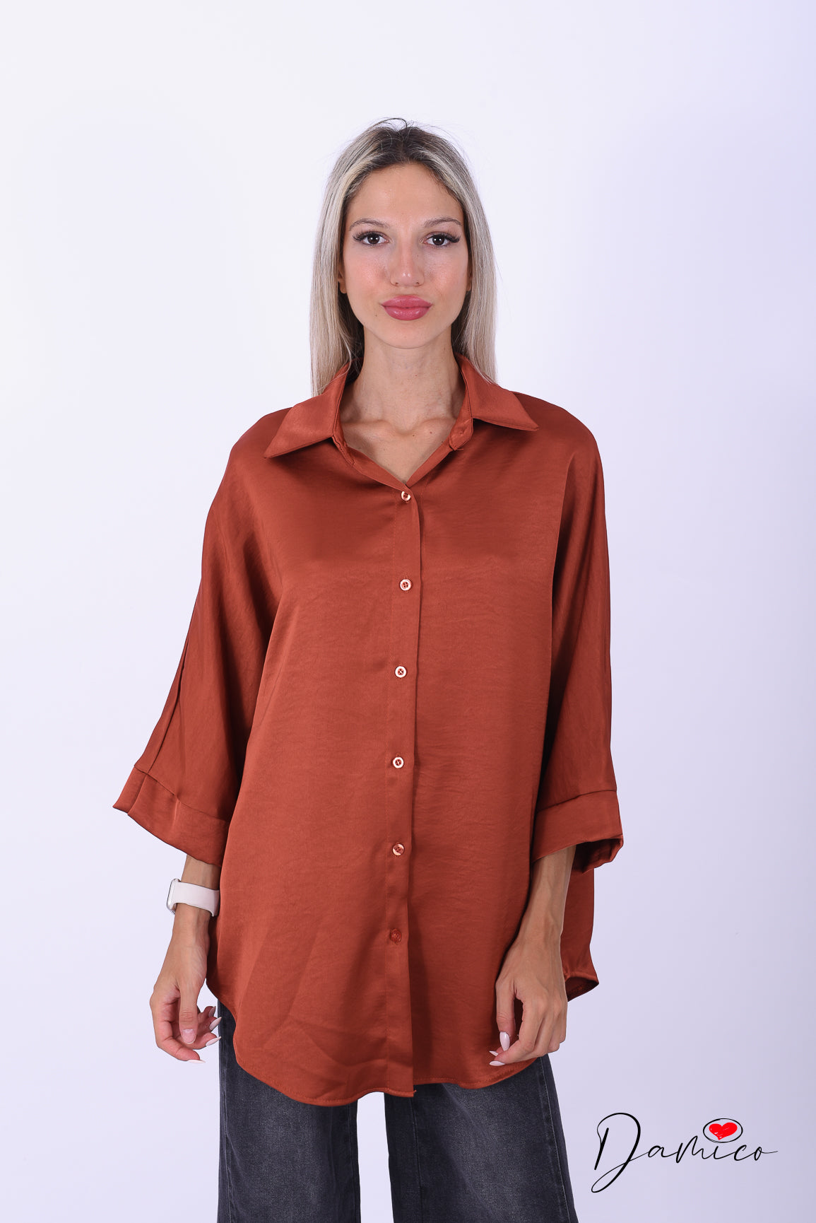 Camicia manica ampia satin