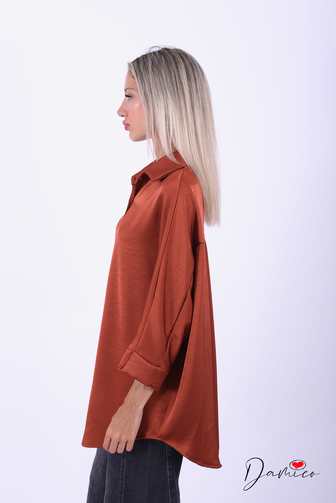 Camicia manica ampia satin