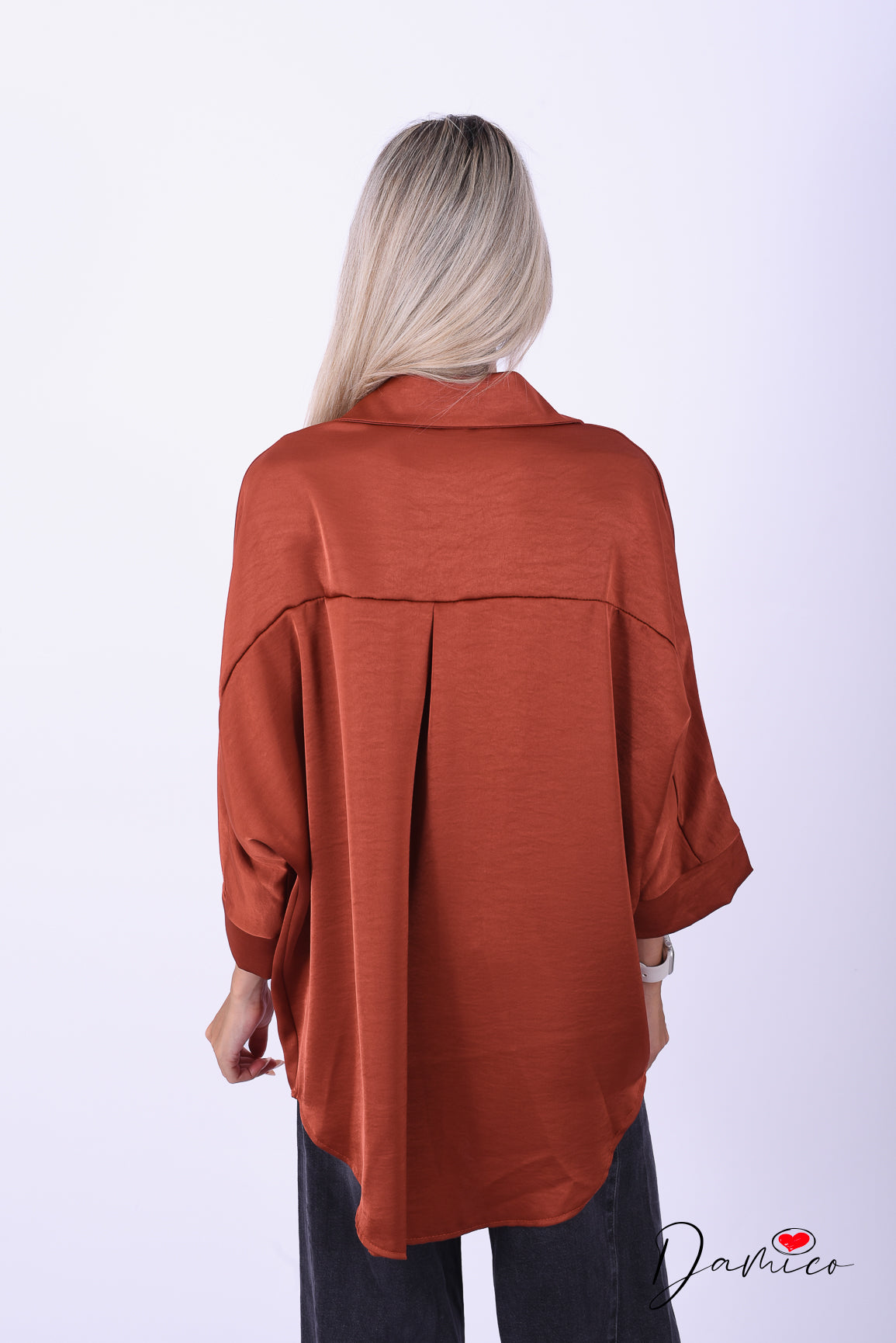Camicia manica ampia satin
