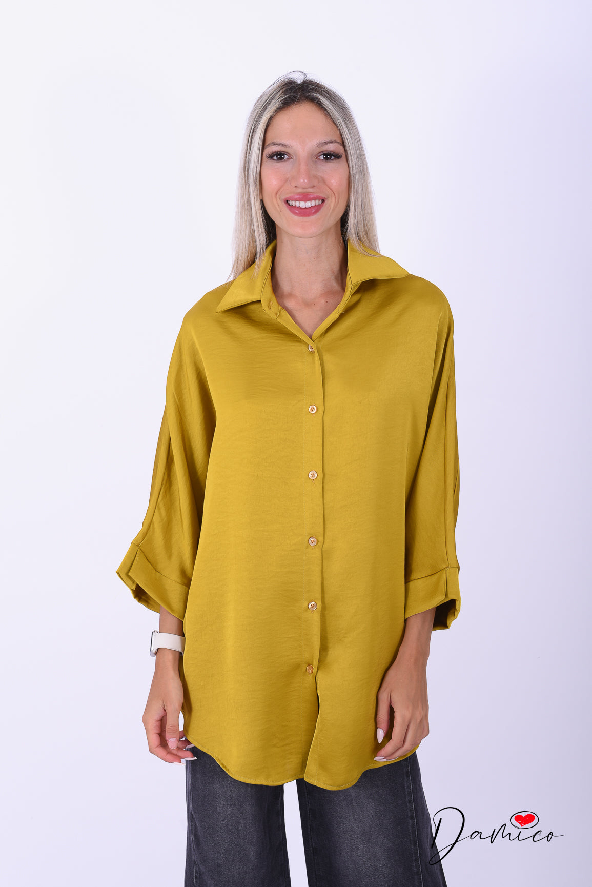 Camicia manica ampia satin