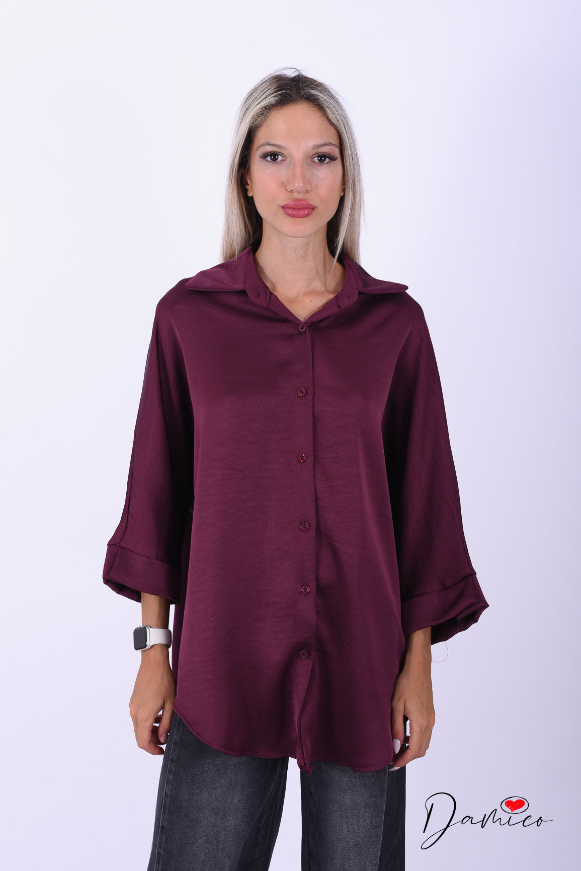 Camicia manica ampia satin