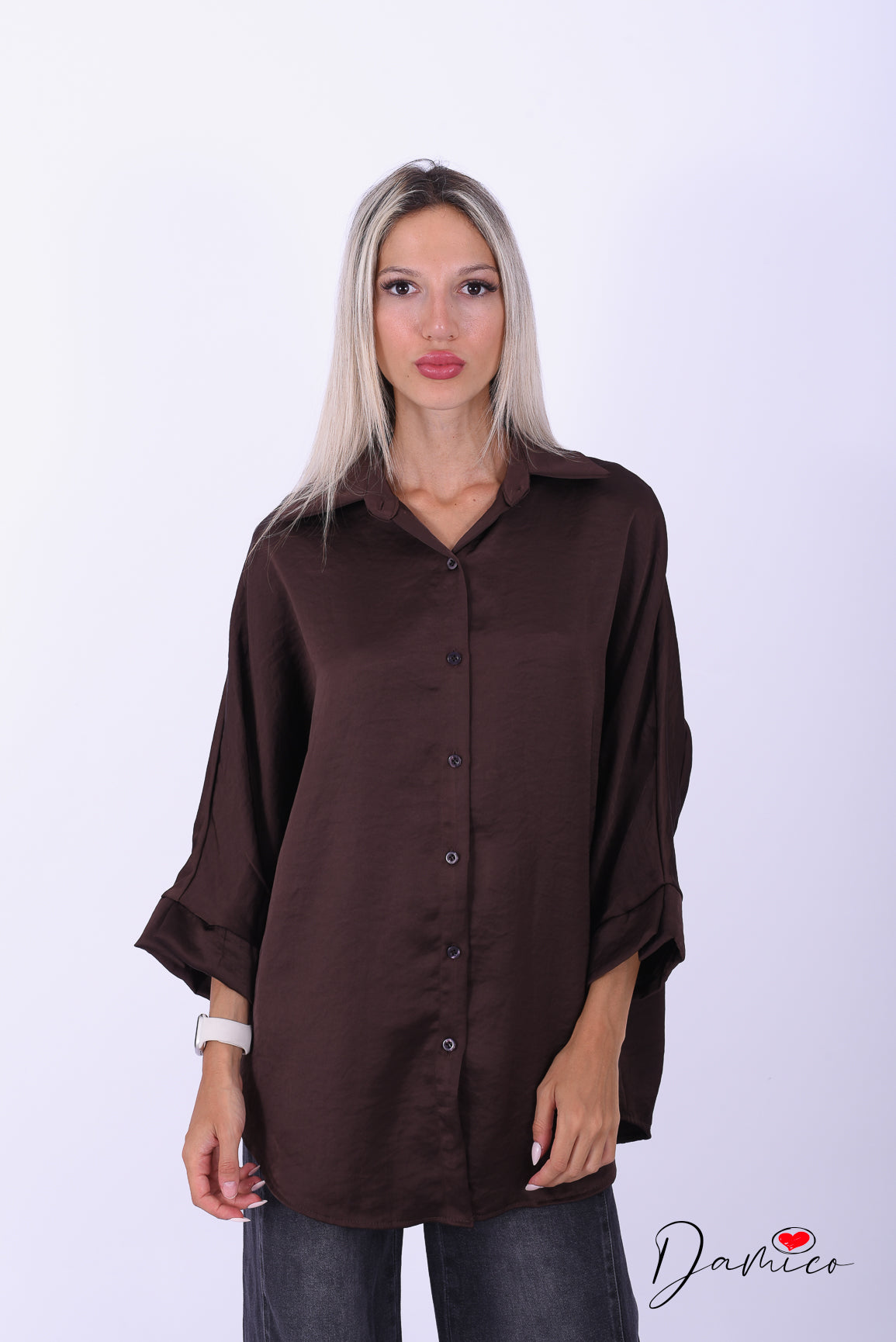 Camicia manica ampia satin