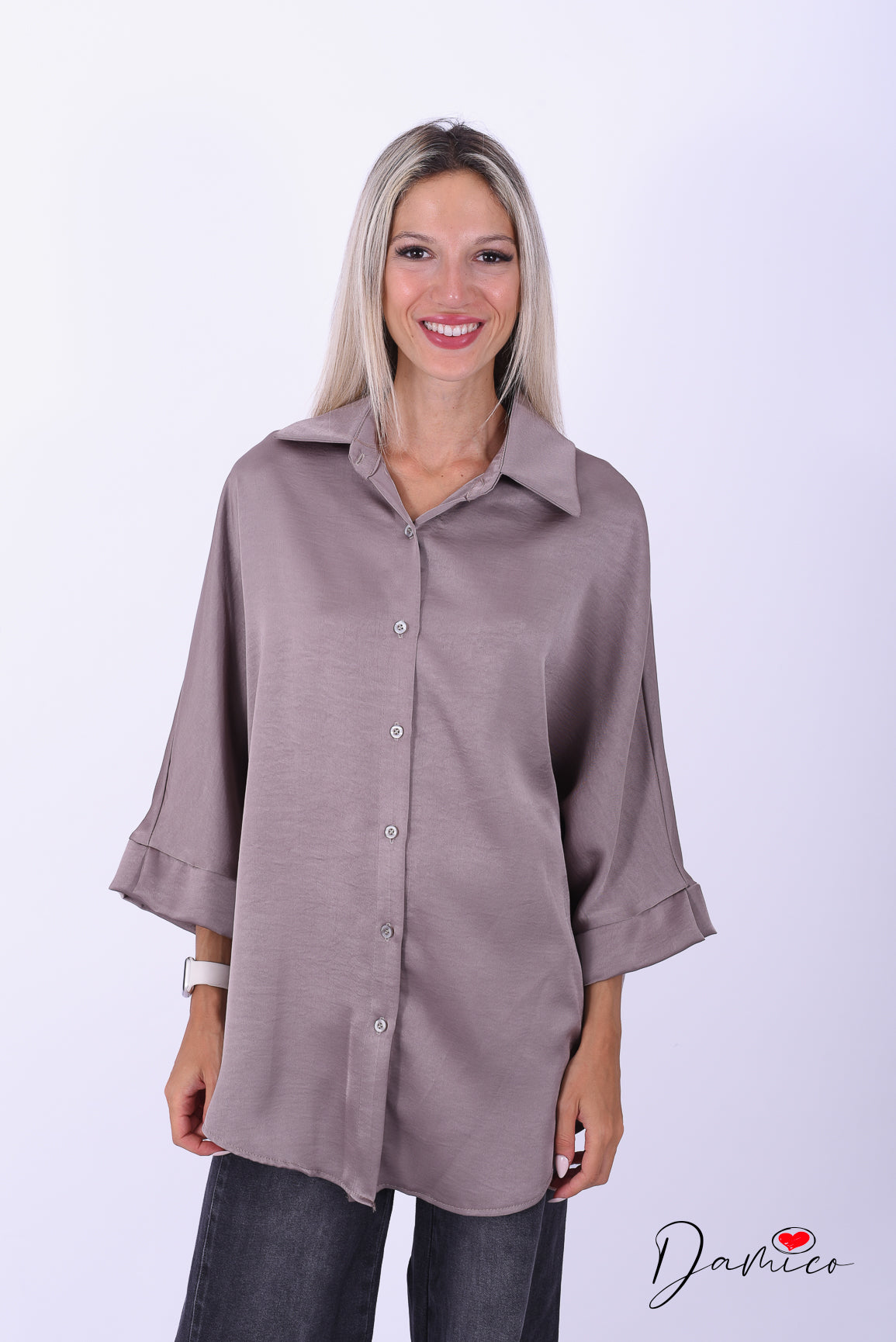 Camicia manica ampia satin