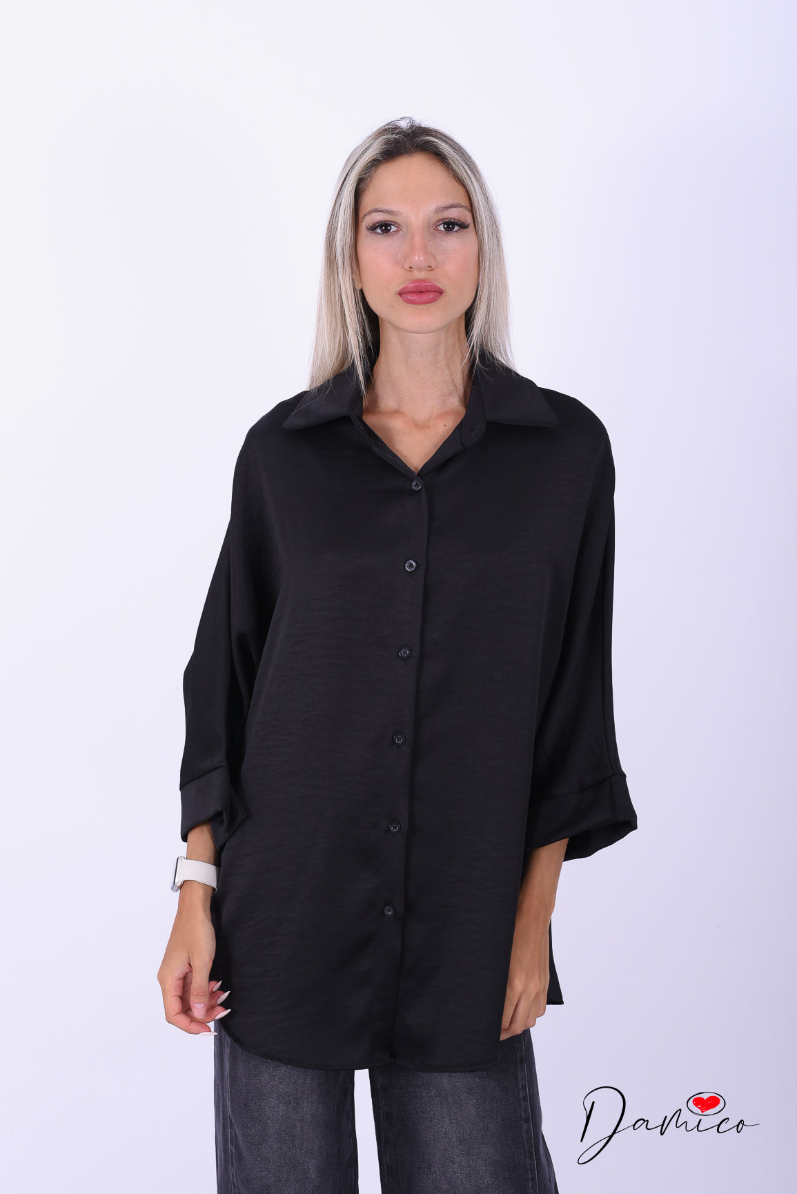 Camicia manica ampia satin
