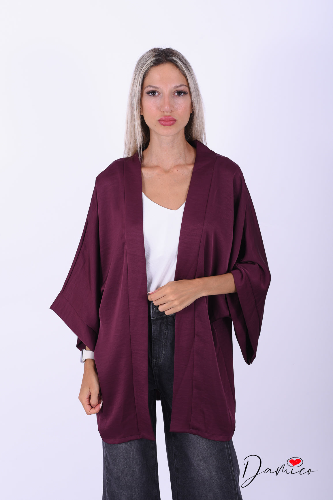 Cardigan kimono manica ampia satin