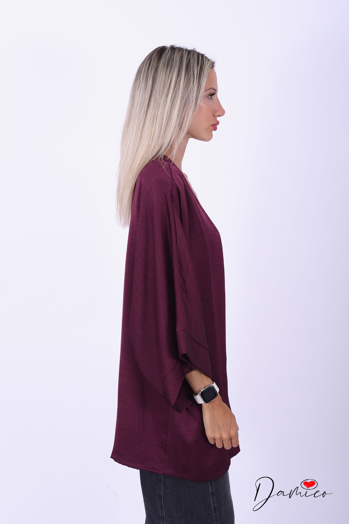 Cardigan kimono manica ampia satin