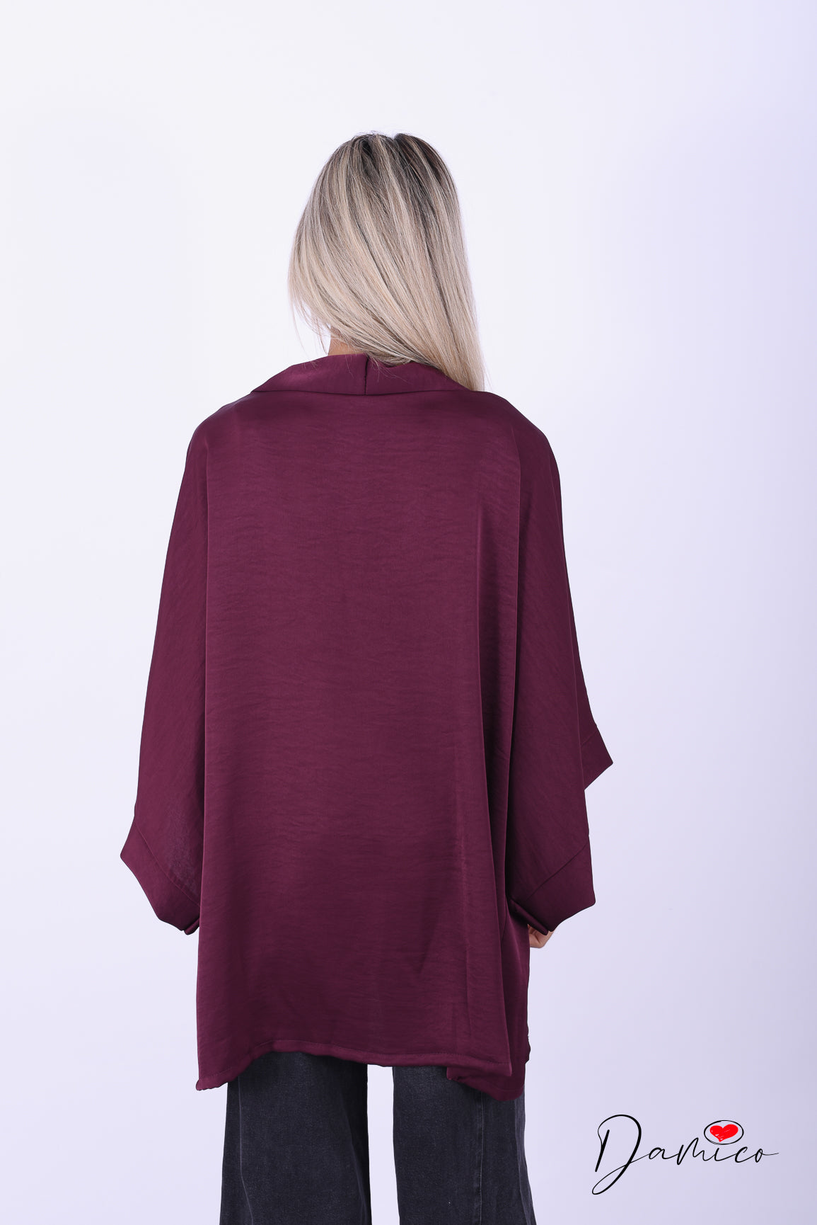 Cardigan kimono manica ampia satin