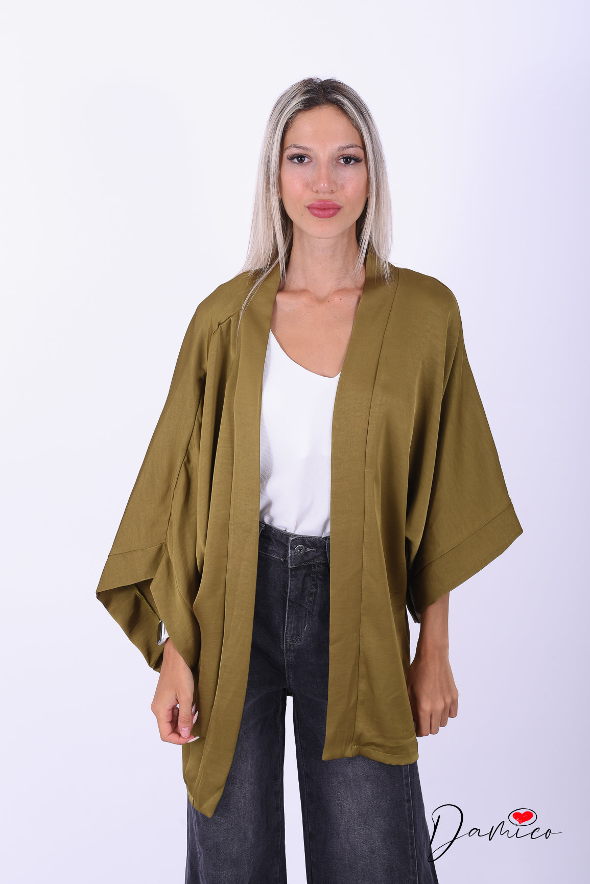 Cardigan kimono manica ampia satin