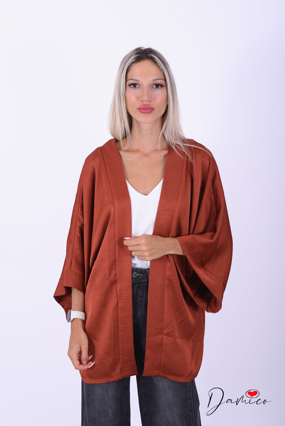 Cardigan kimono manica ampia satin
