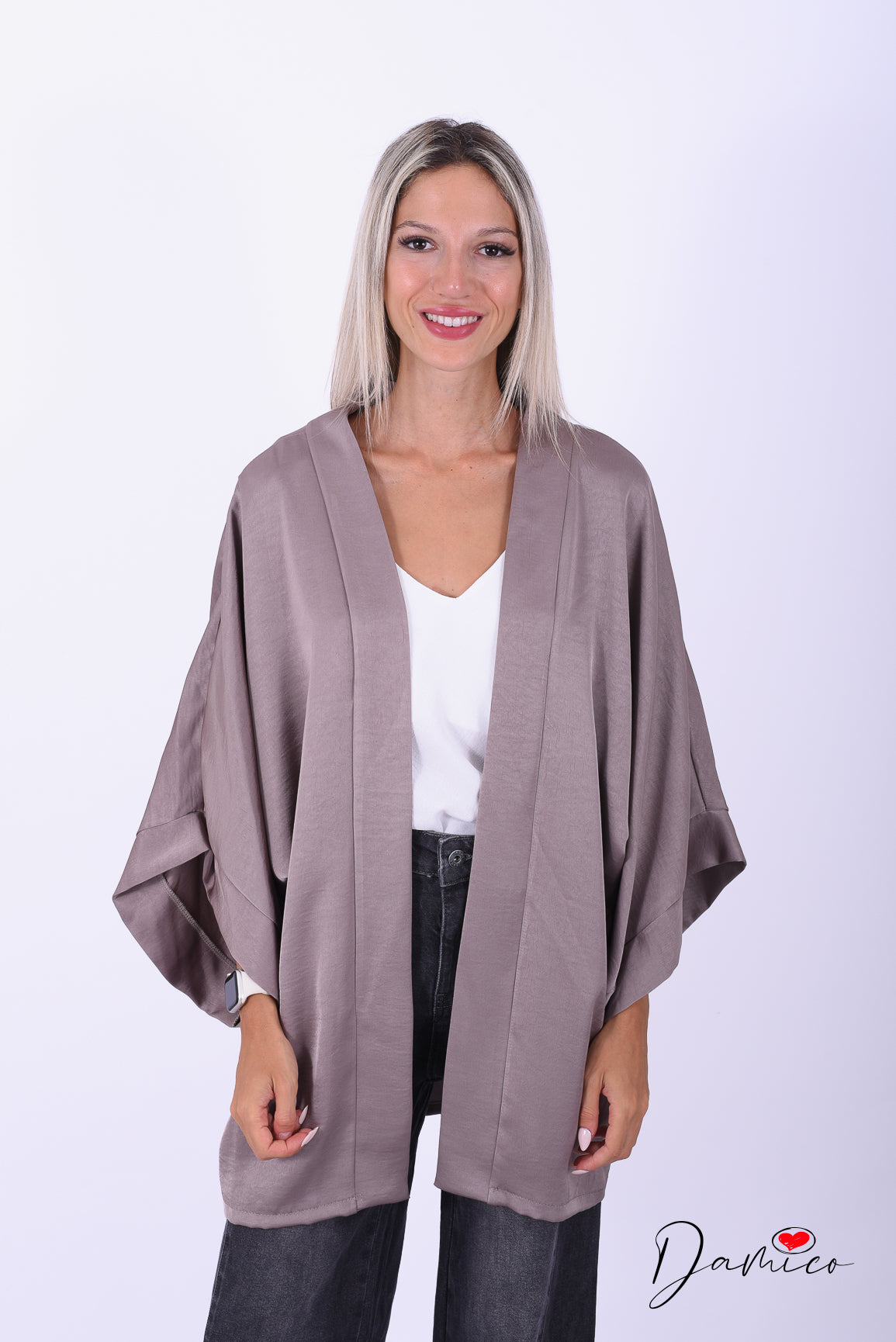 Cardigan kimono manica ampia satin