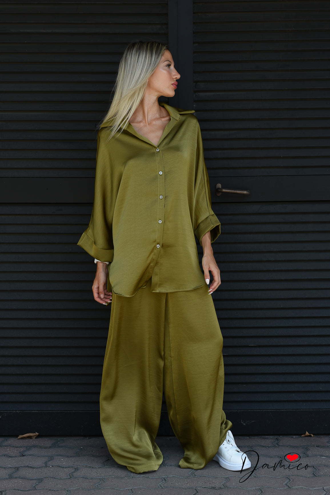 Camicia manica ampia satin