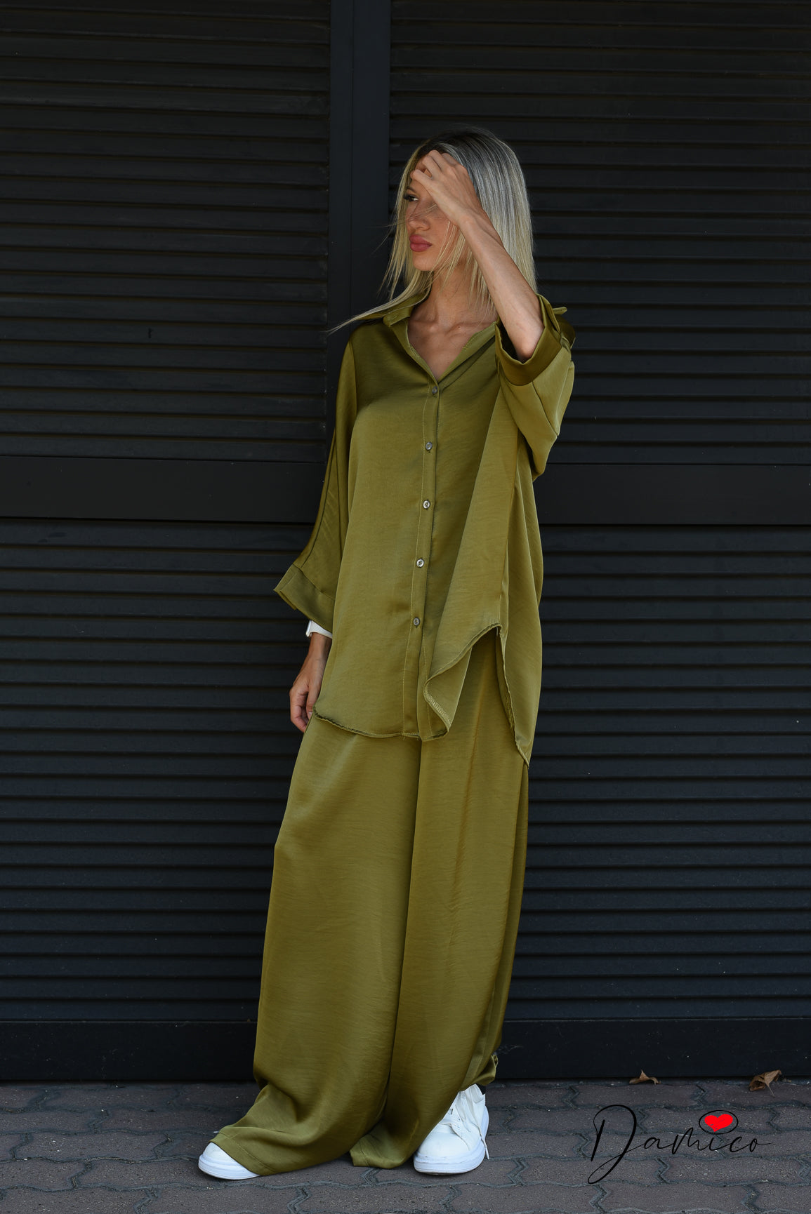 Camicia manica ampia satin