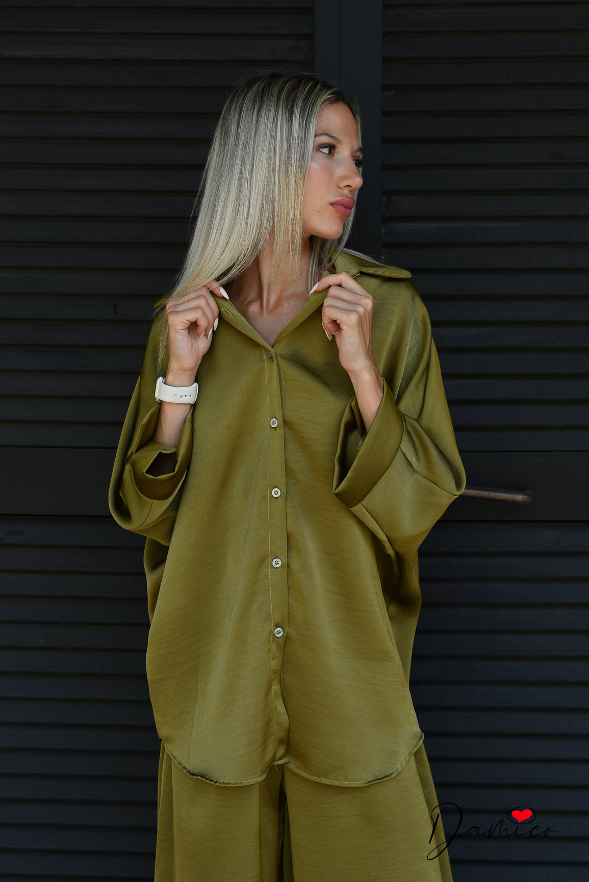 Camicia manica ampia satin