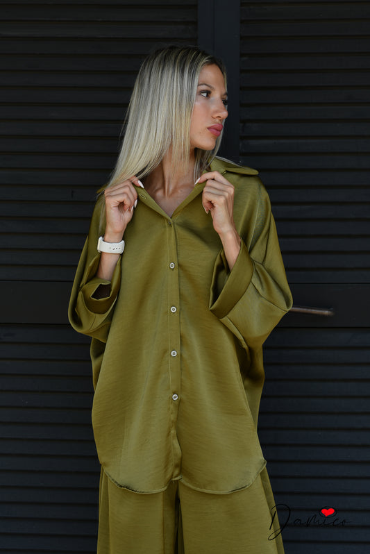 Camicia manica ampia satin