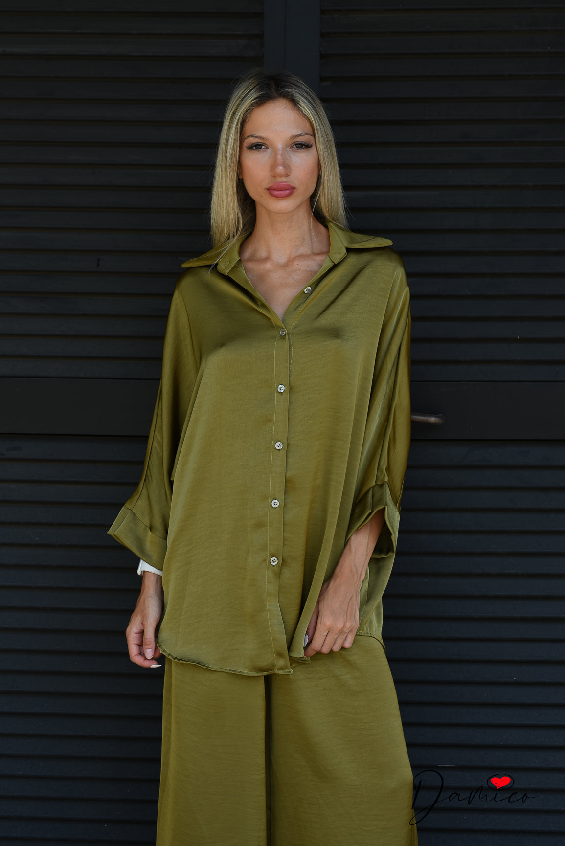 Camicia manica ampia satin