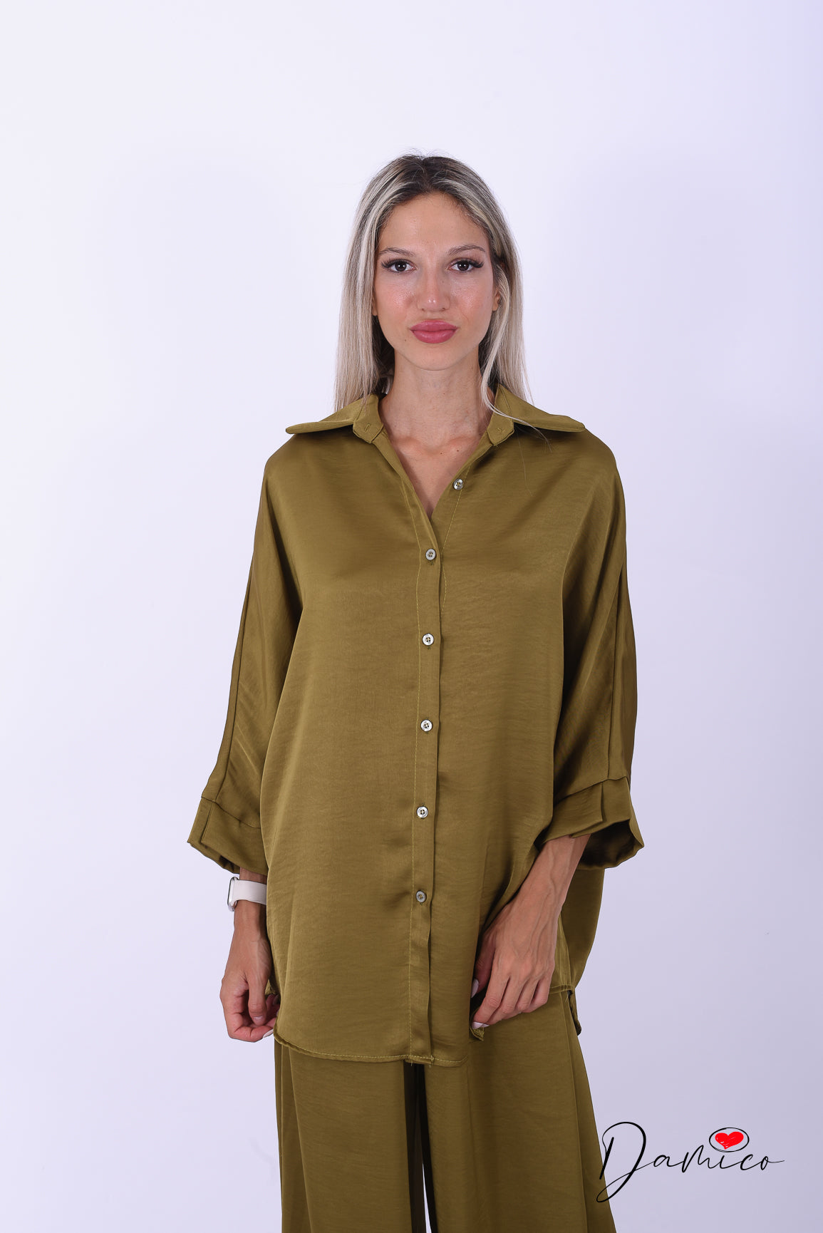 Camicia manica ampia satin