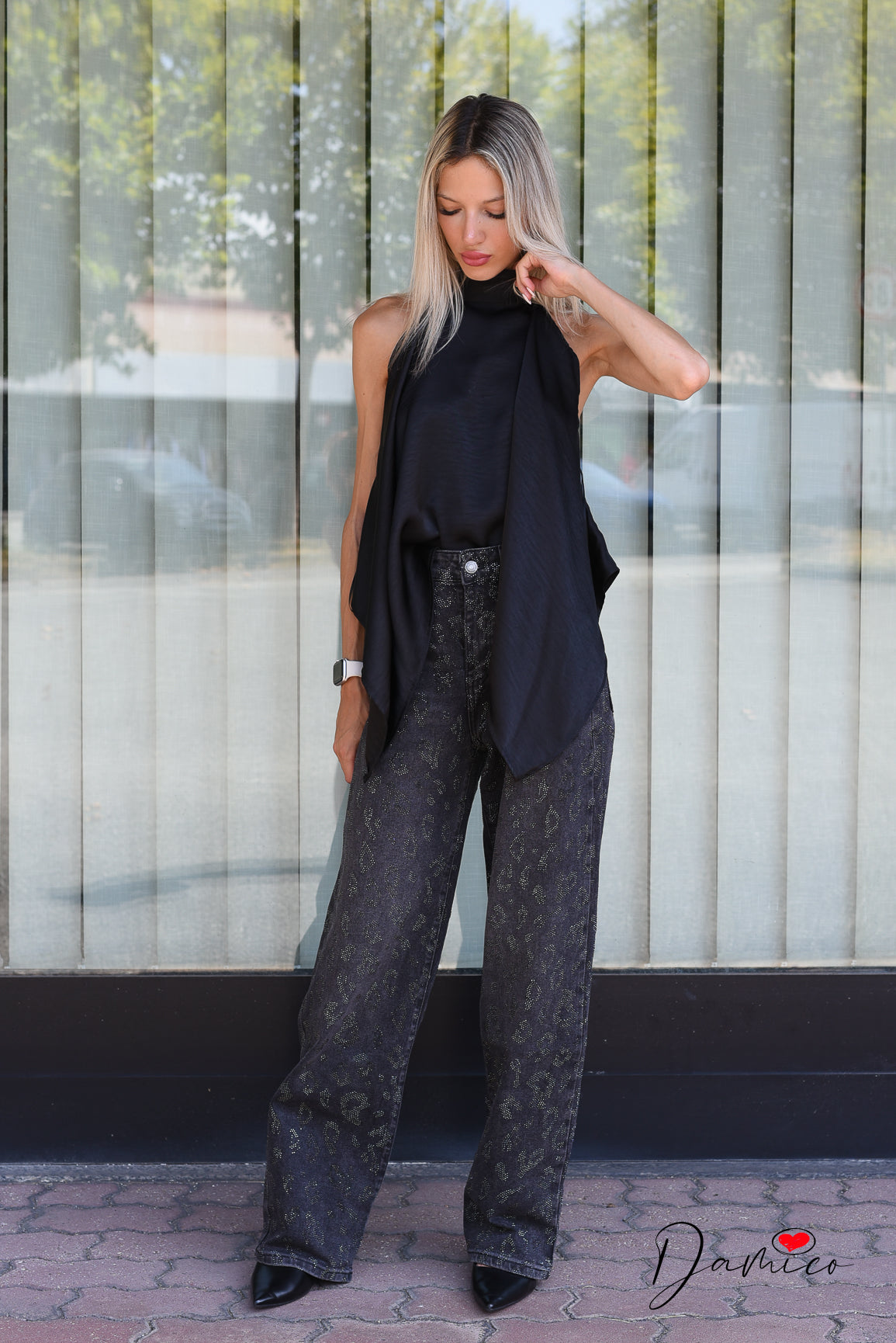 Jeans leo strass