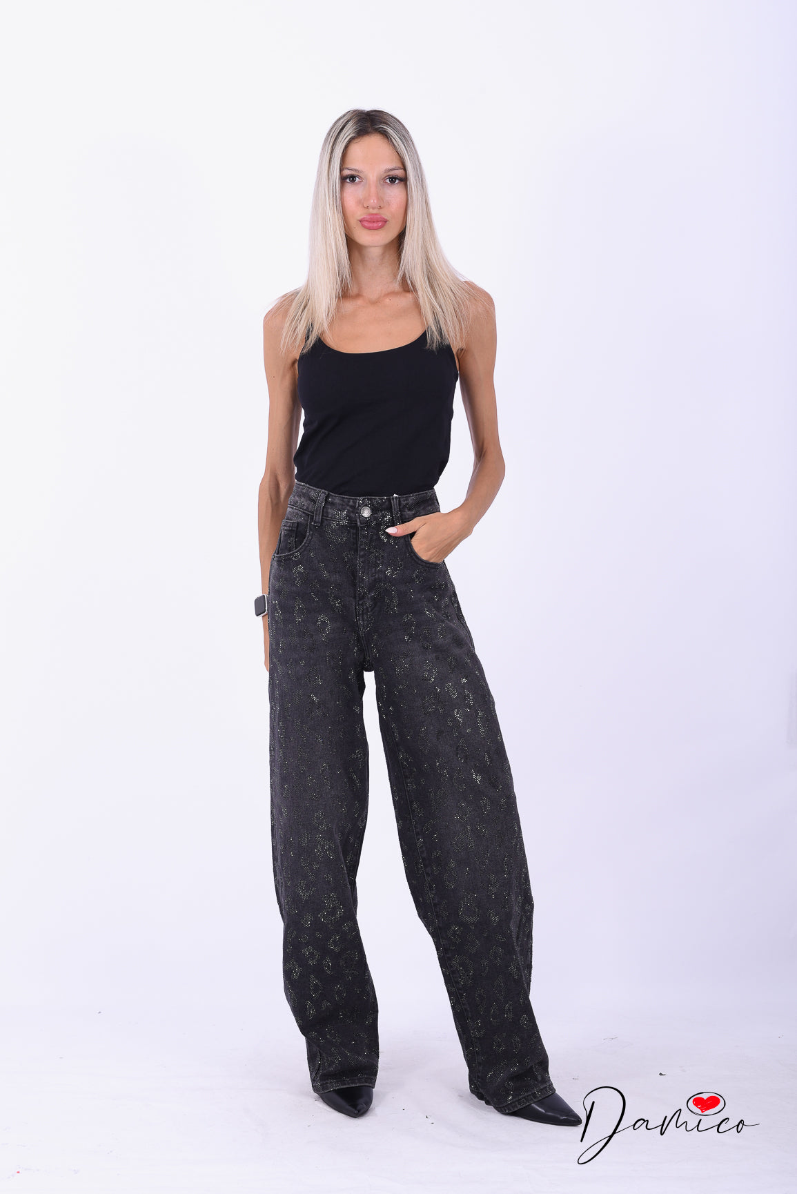 Jeans leo strass