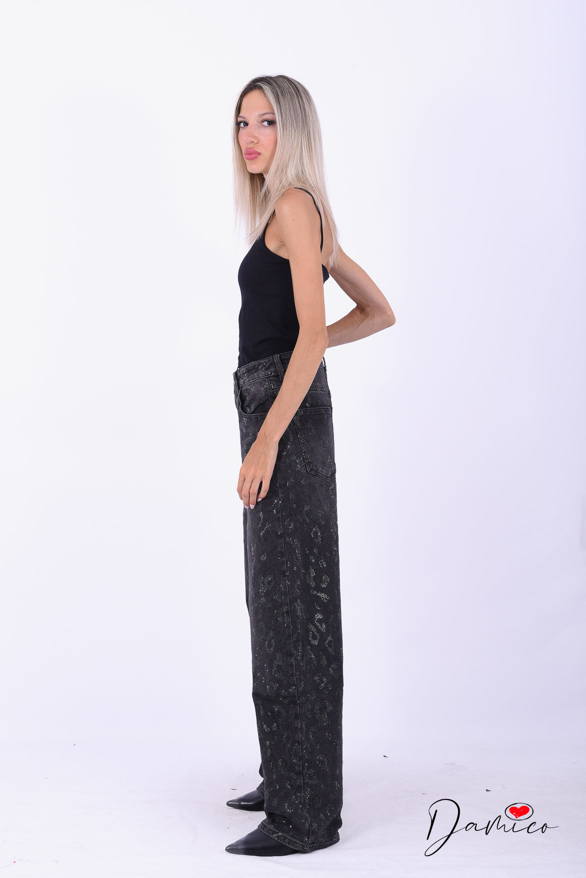 Jeans leo strass