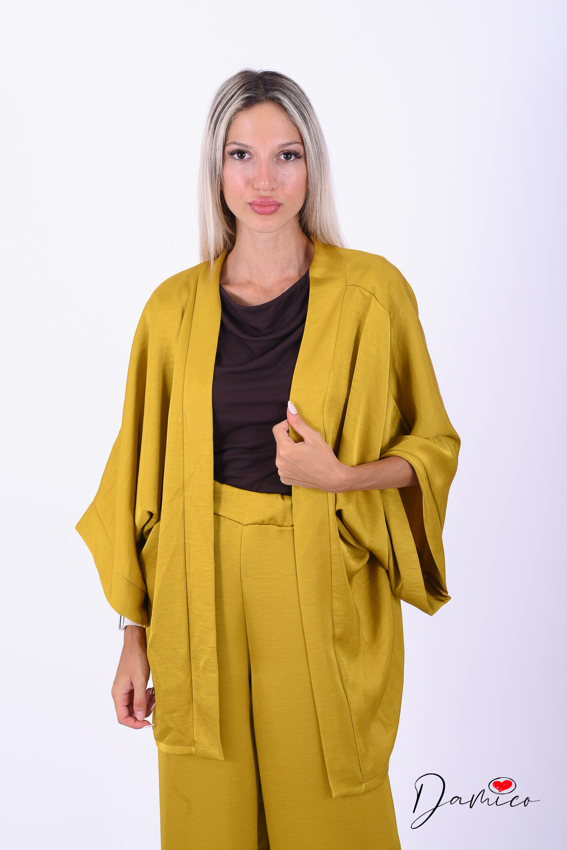 Cardigan kimono manica ampia satin