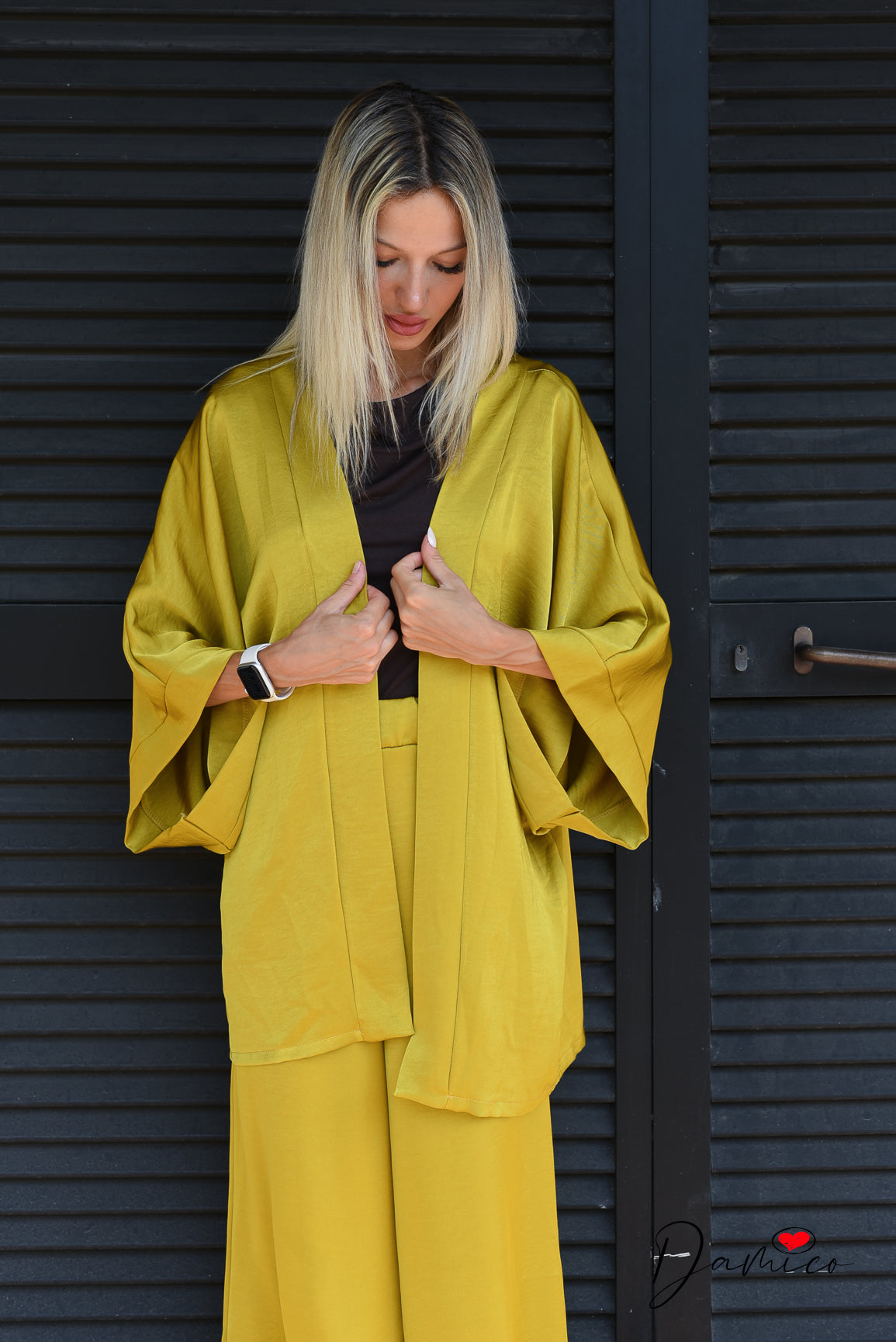 Cardigan kimono manica ampia satin