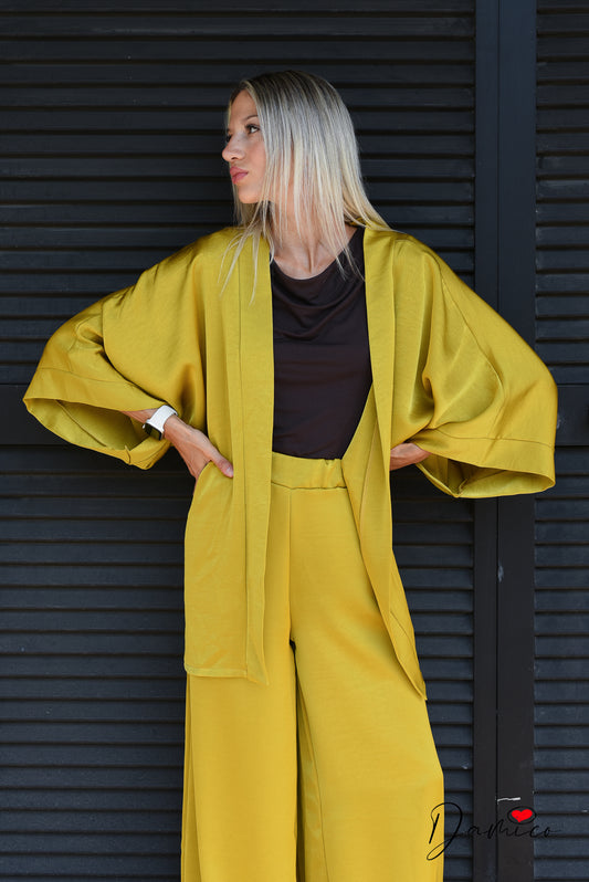 Cardigan kimono manica ampia satin