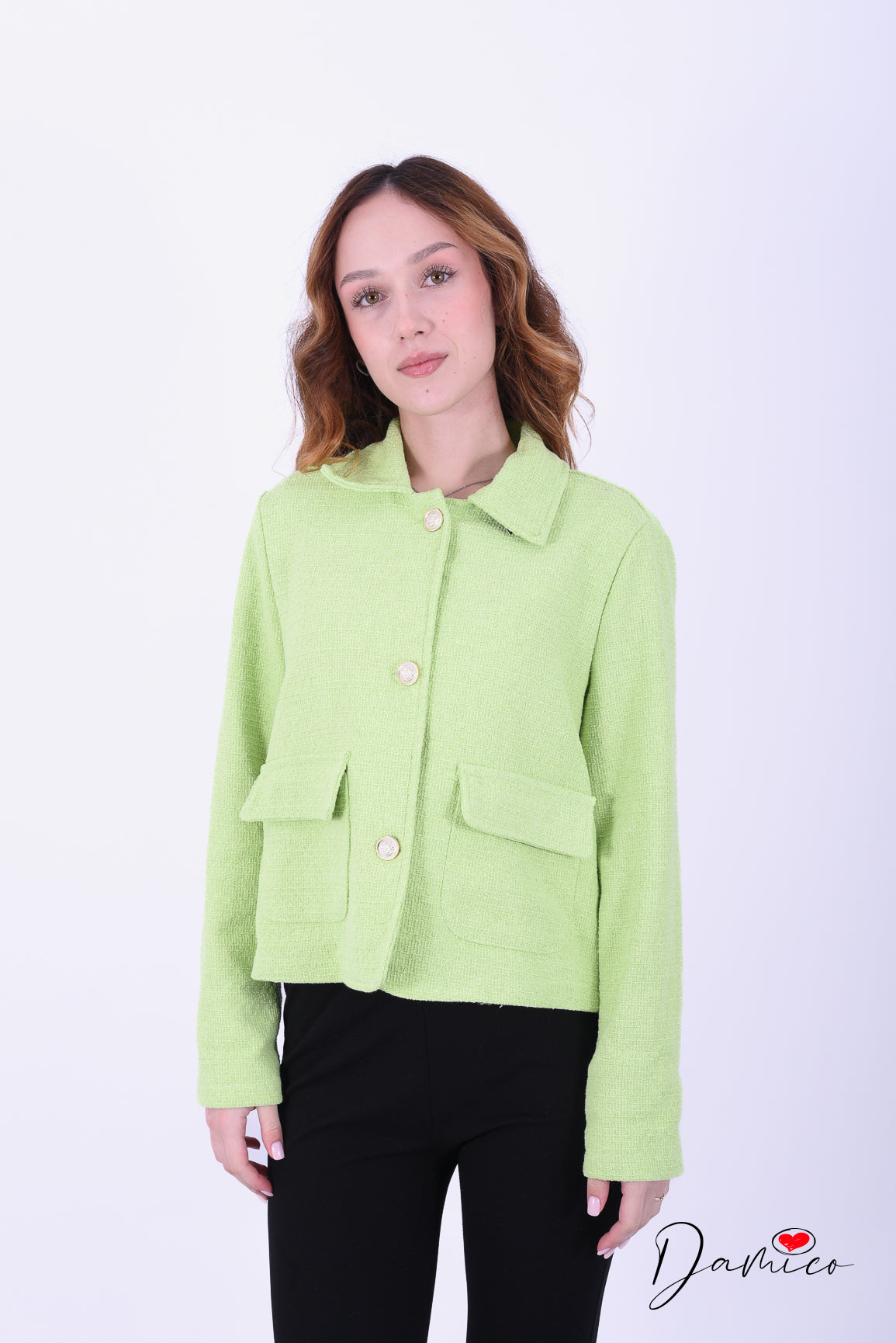 Giacca elegante textured bottoni oro