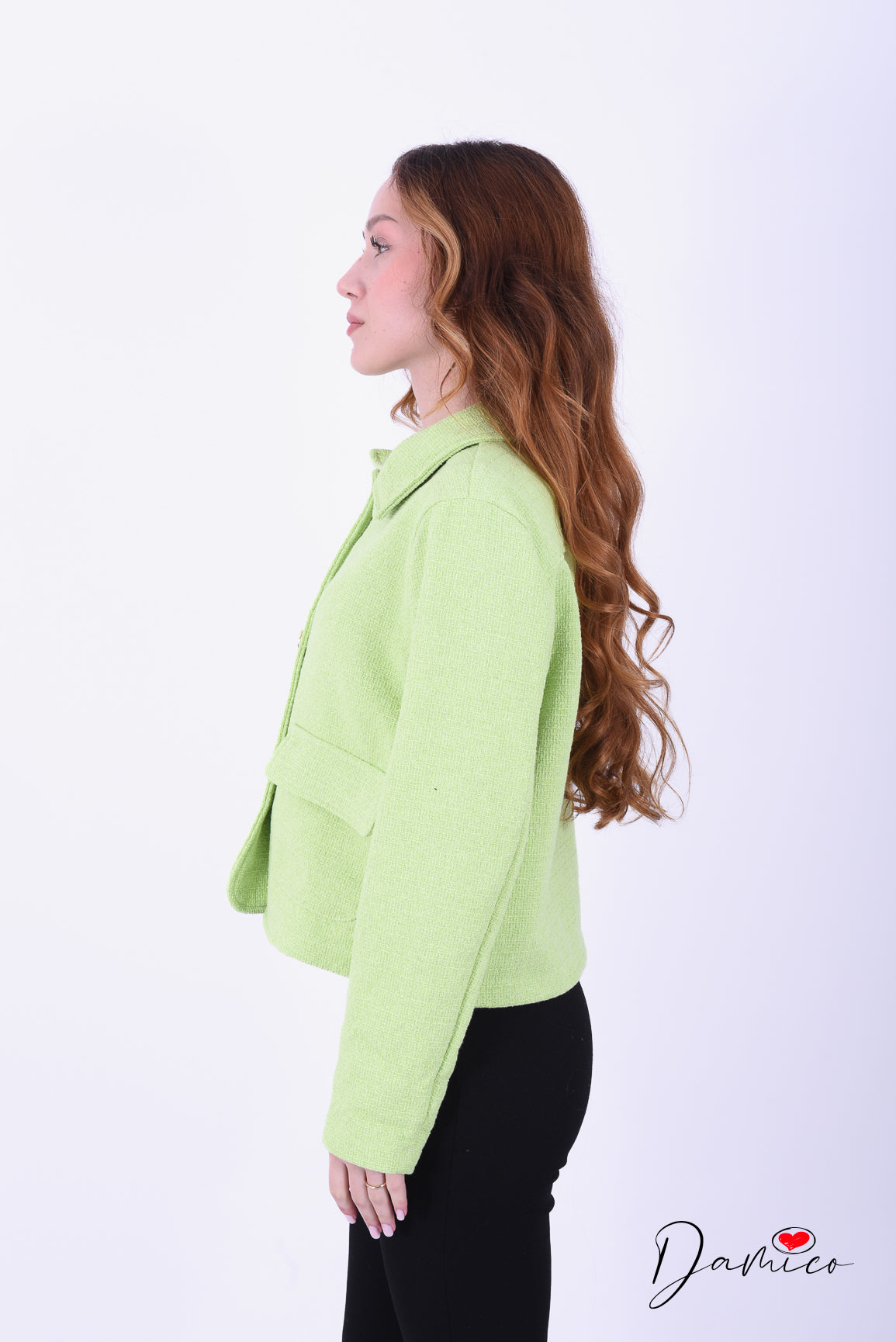 Giacca elegante textured bottoni oro