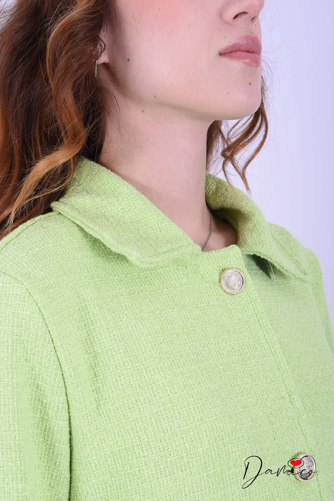 Giacca elegante textured bottoni oro