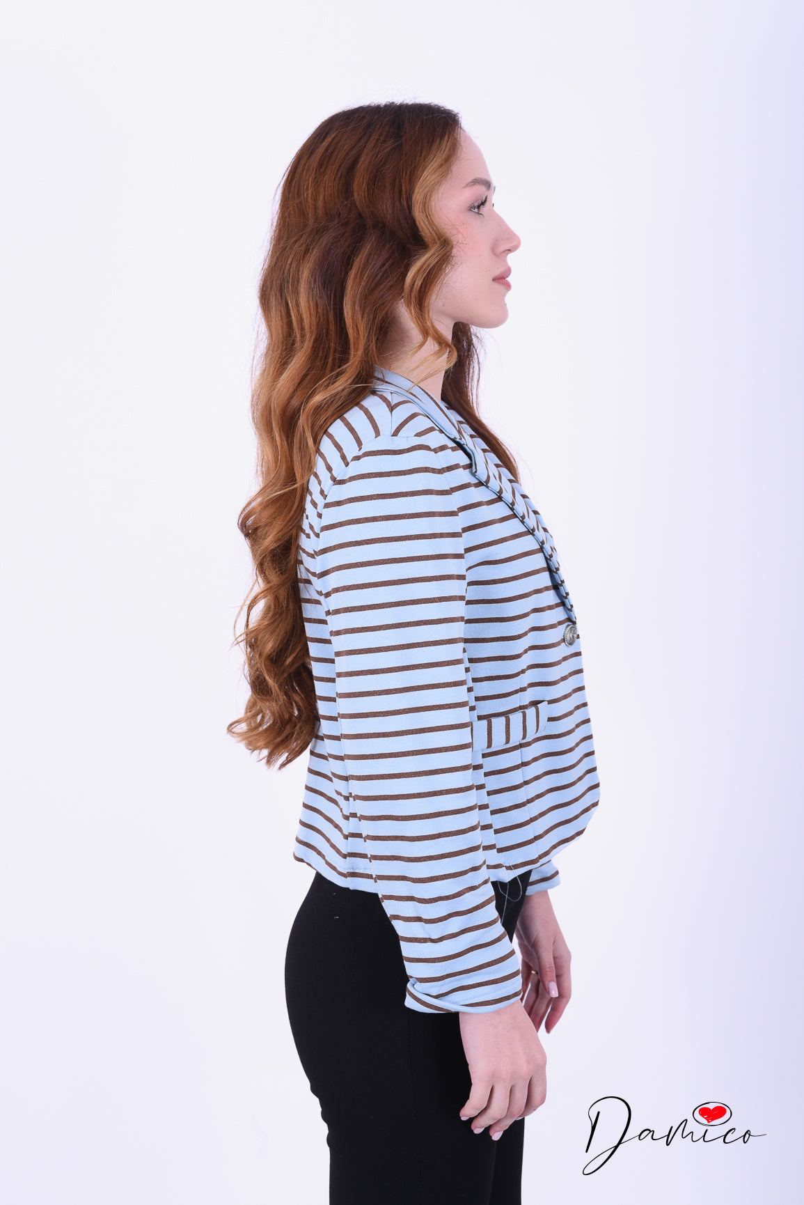 Blazer misto cotone a righe