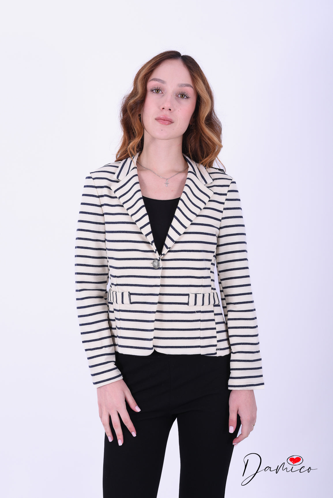 Blazer misto cotone a righe