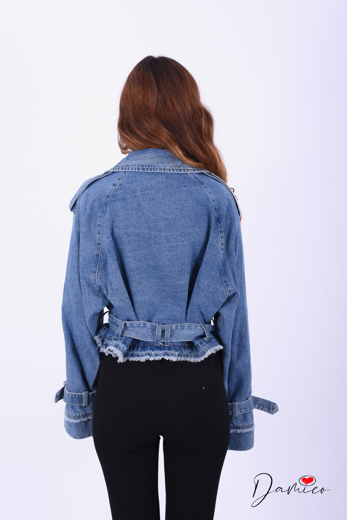 Giacca jeans over simil trench corto