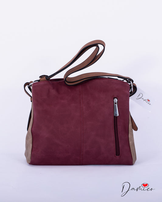 Borsa a tracolla cerniera verticale bicolor