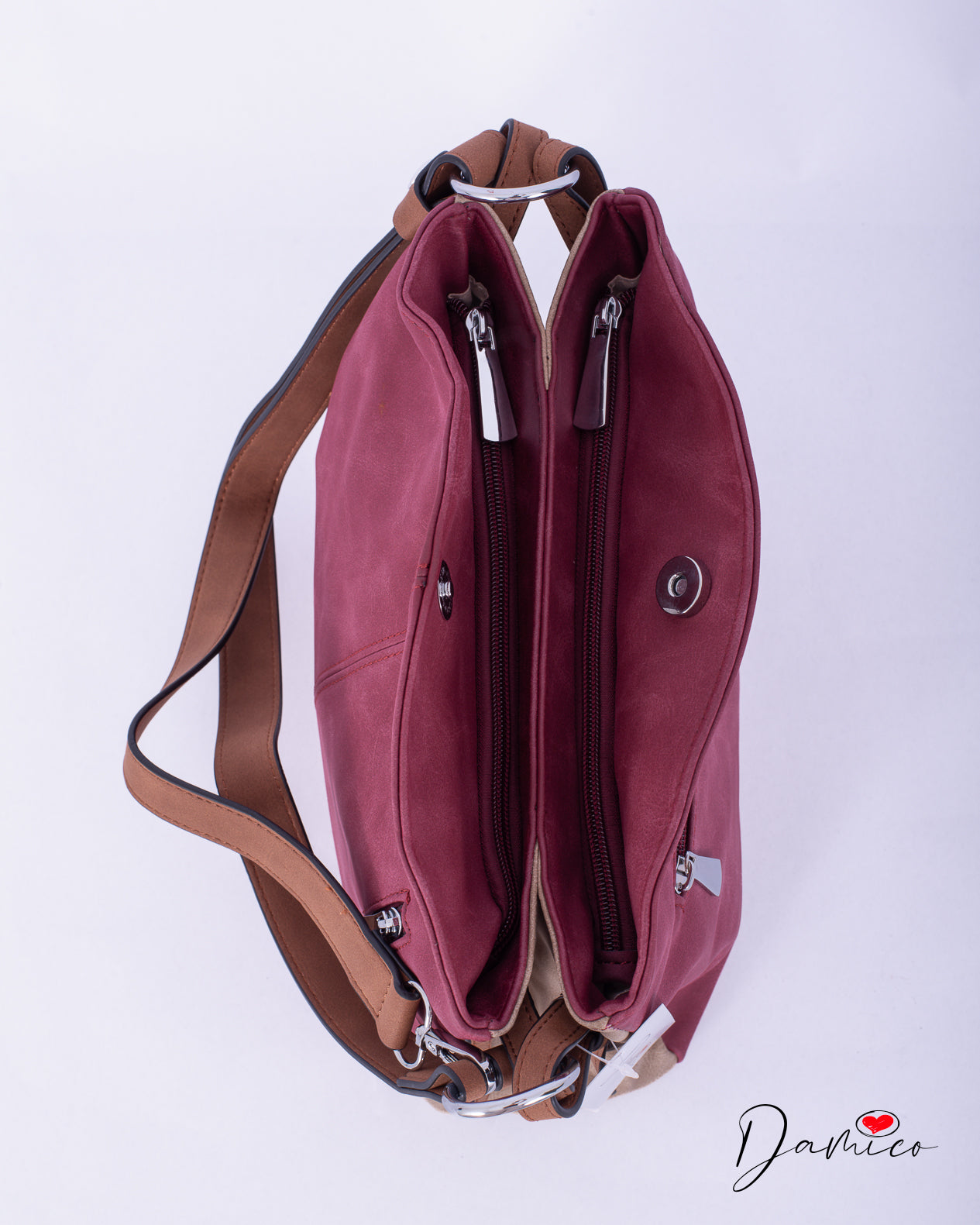Borsa a tracolla cerniera verticale bicolor