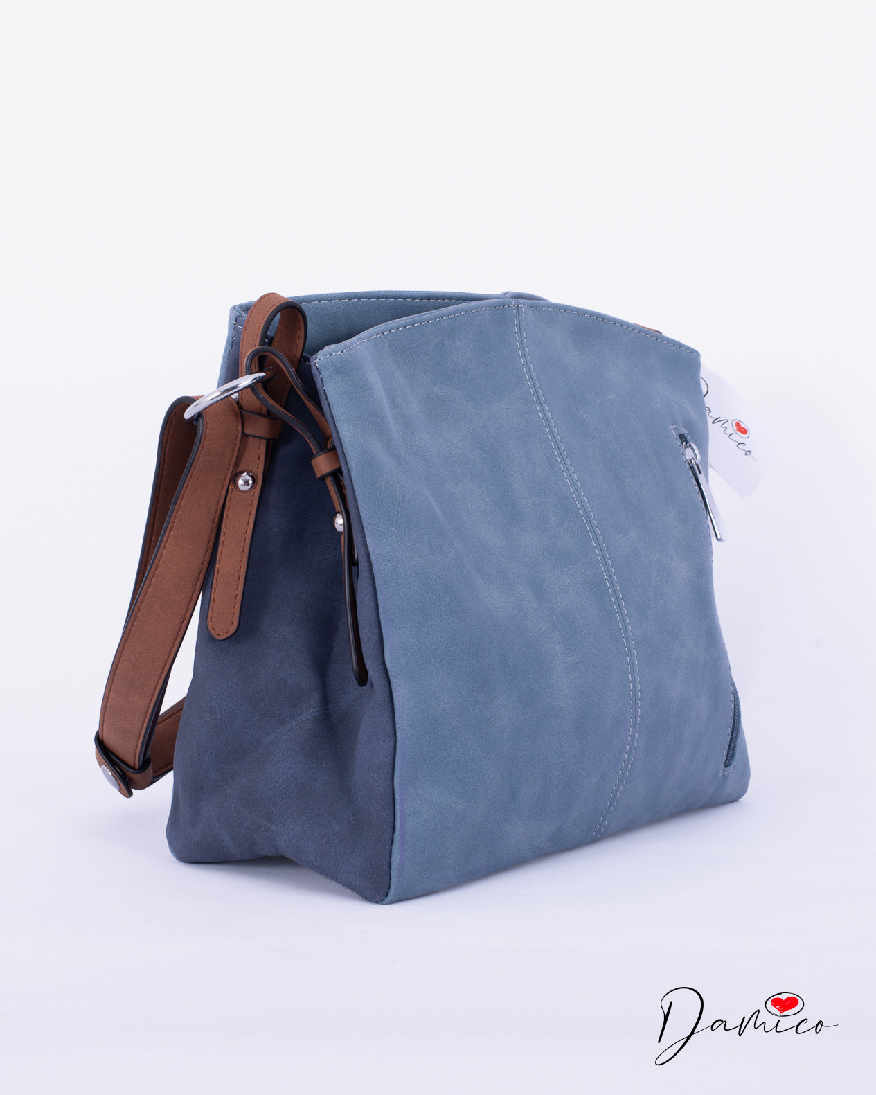 Borsa a tracolla cerniera verticale bicolor