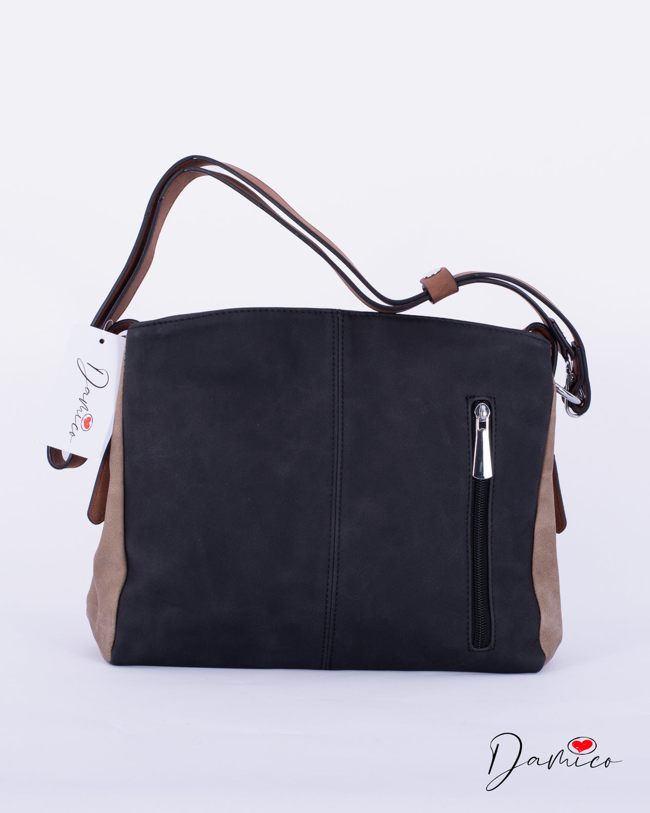 Borsa a tracolla cerniera verticale bicolor