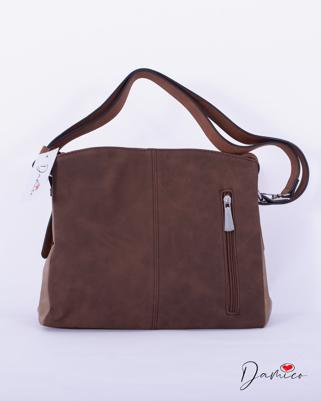 Borsa a tracolla cerniera verticale bicolor