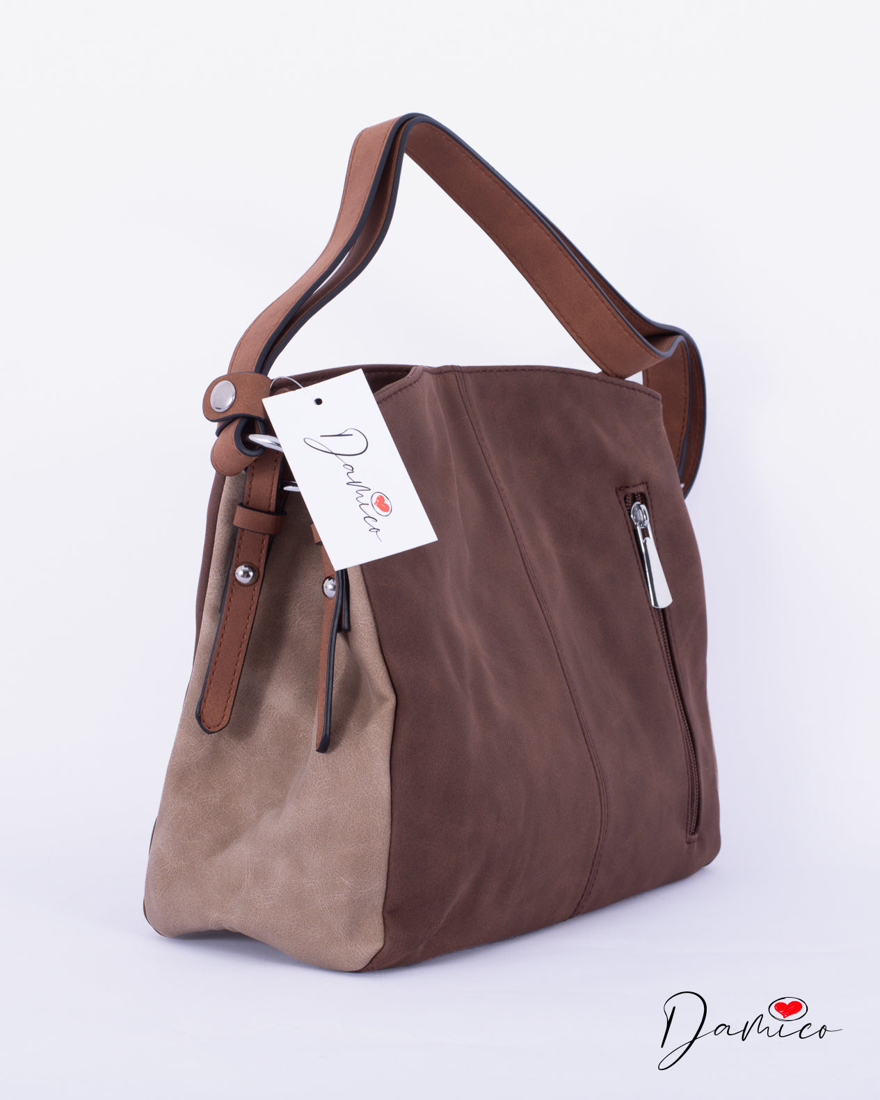 Borsa a tracolla cerniera verticale bicolor