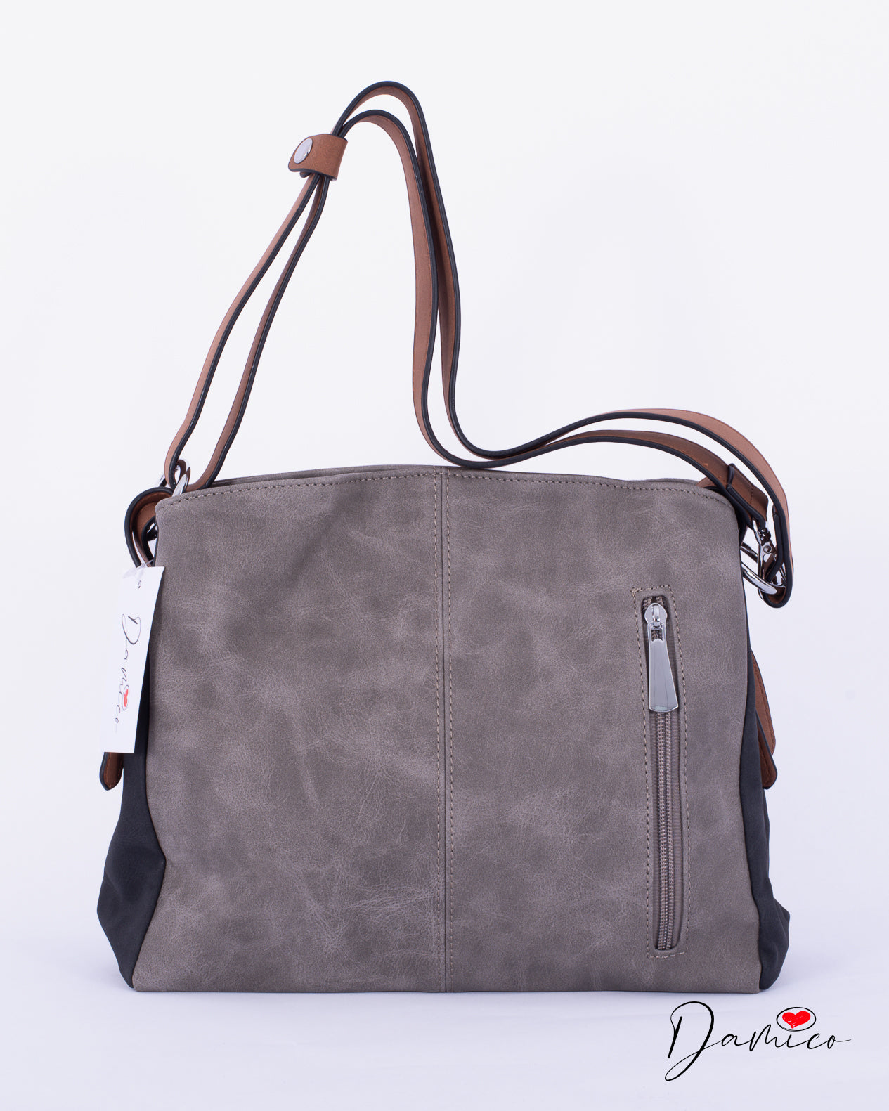 Borsa a tracolla cerniera verticale bicolor