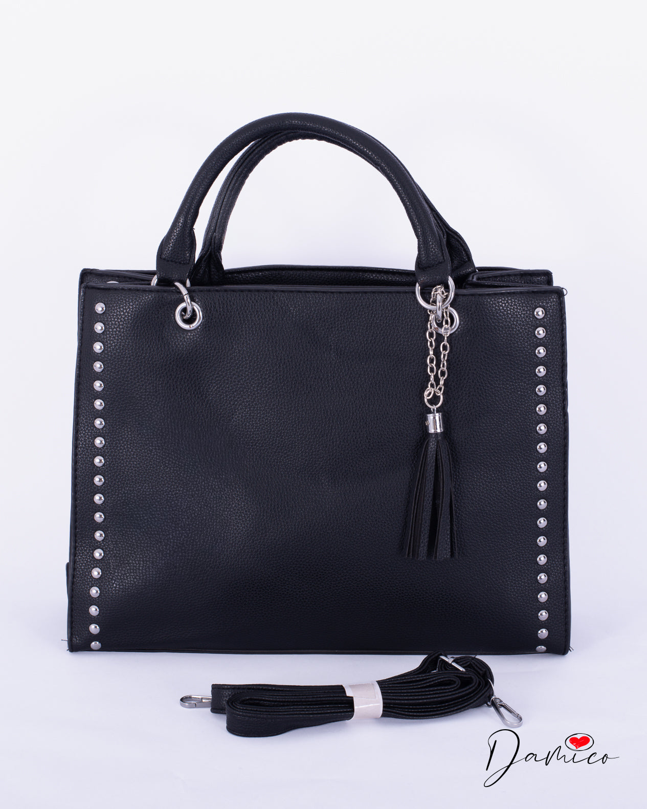 Borsa shopper borchie e nappina