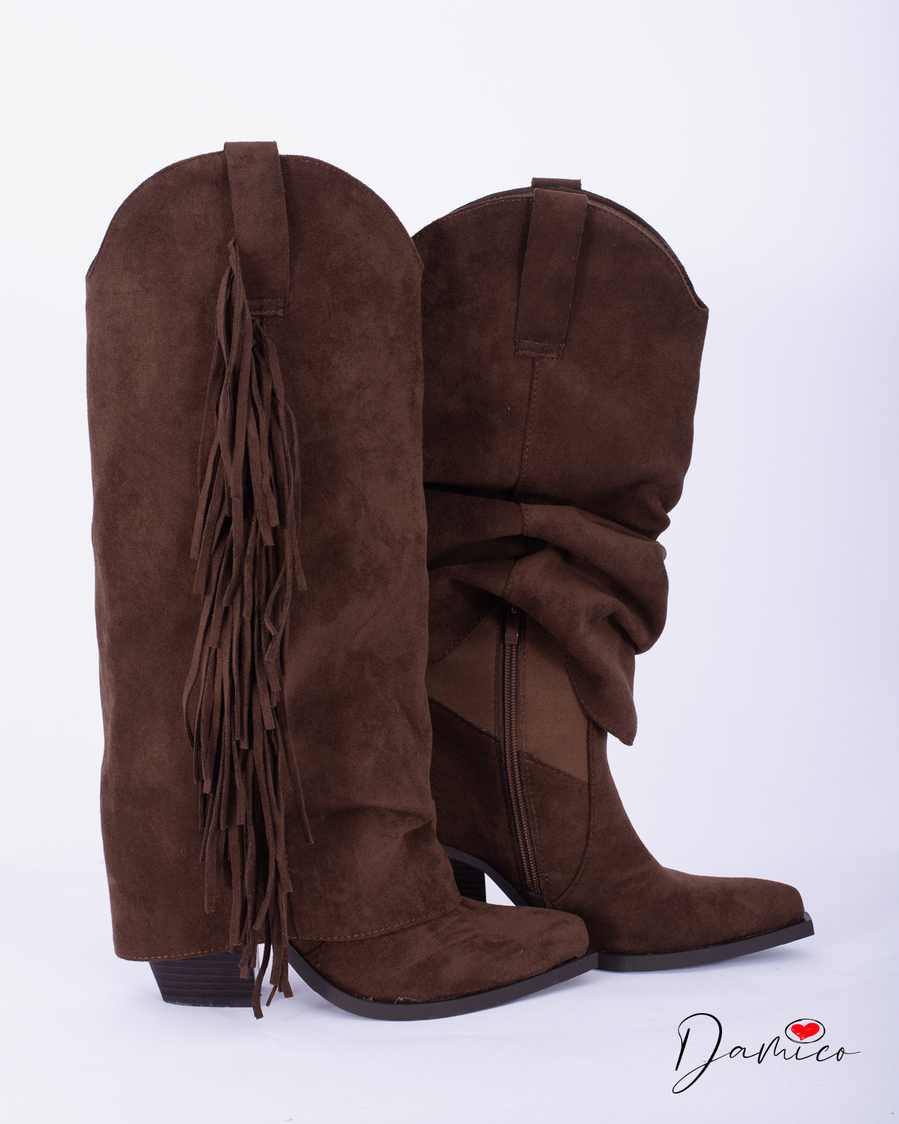 Camperos scamosciati frange boho-chic