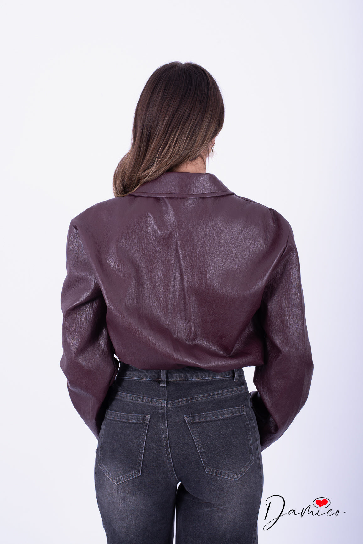 Bomber ecopelle zip e colletto