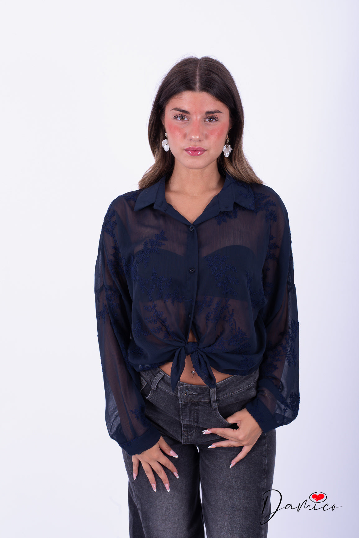 Camicia voile con ricami