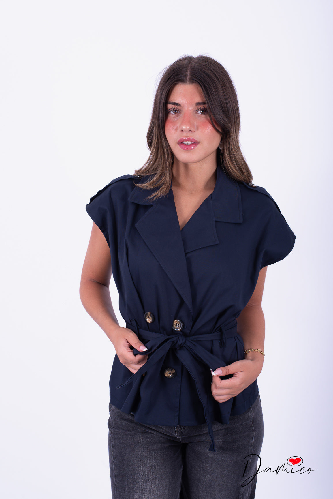 Trench corto smanicato