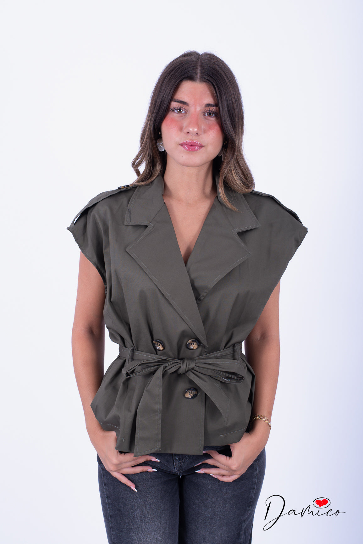 Trench corto smanicato