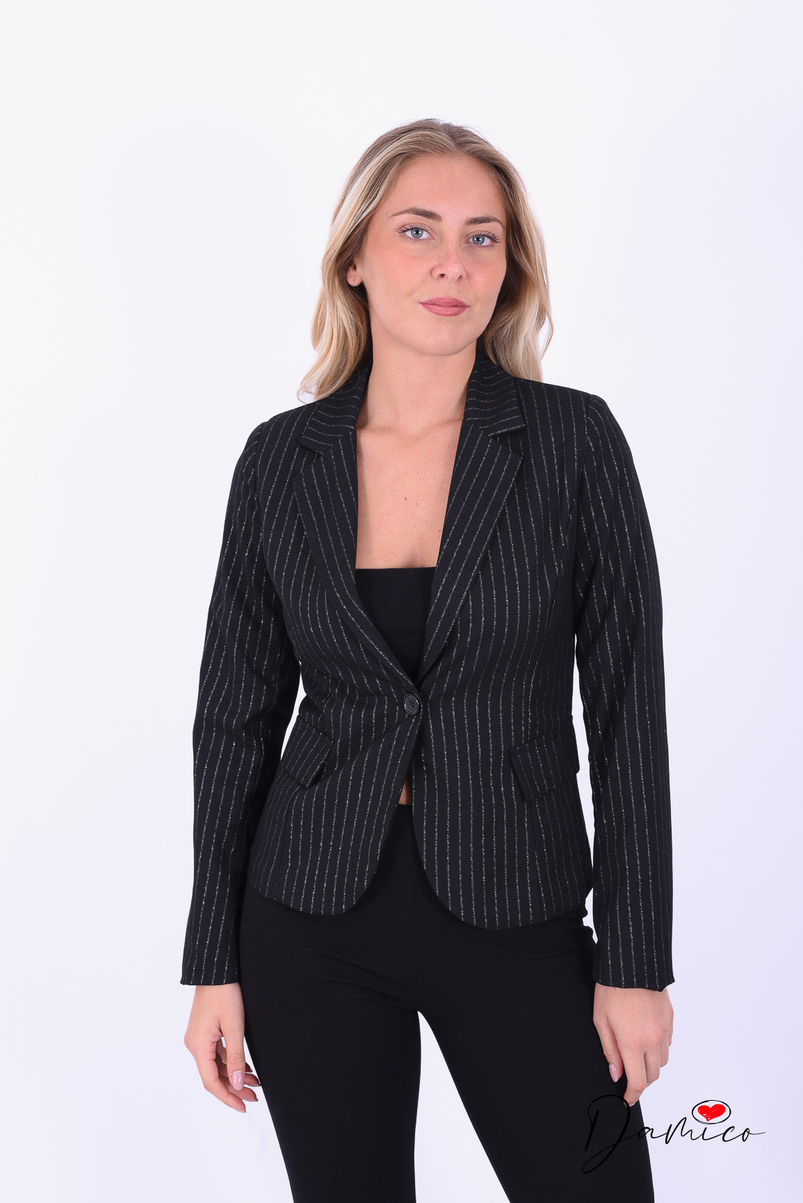 Blazer gessato argento